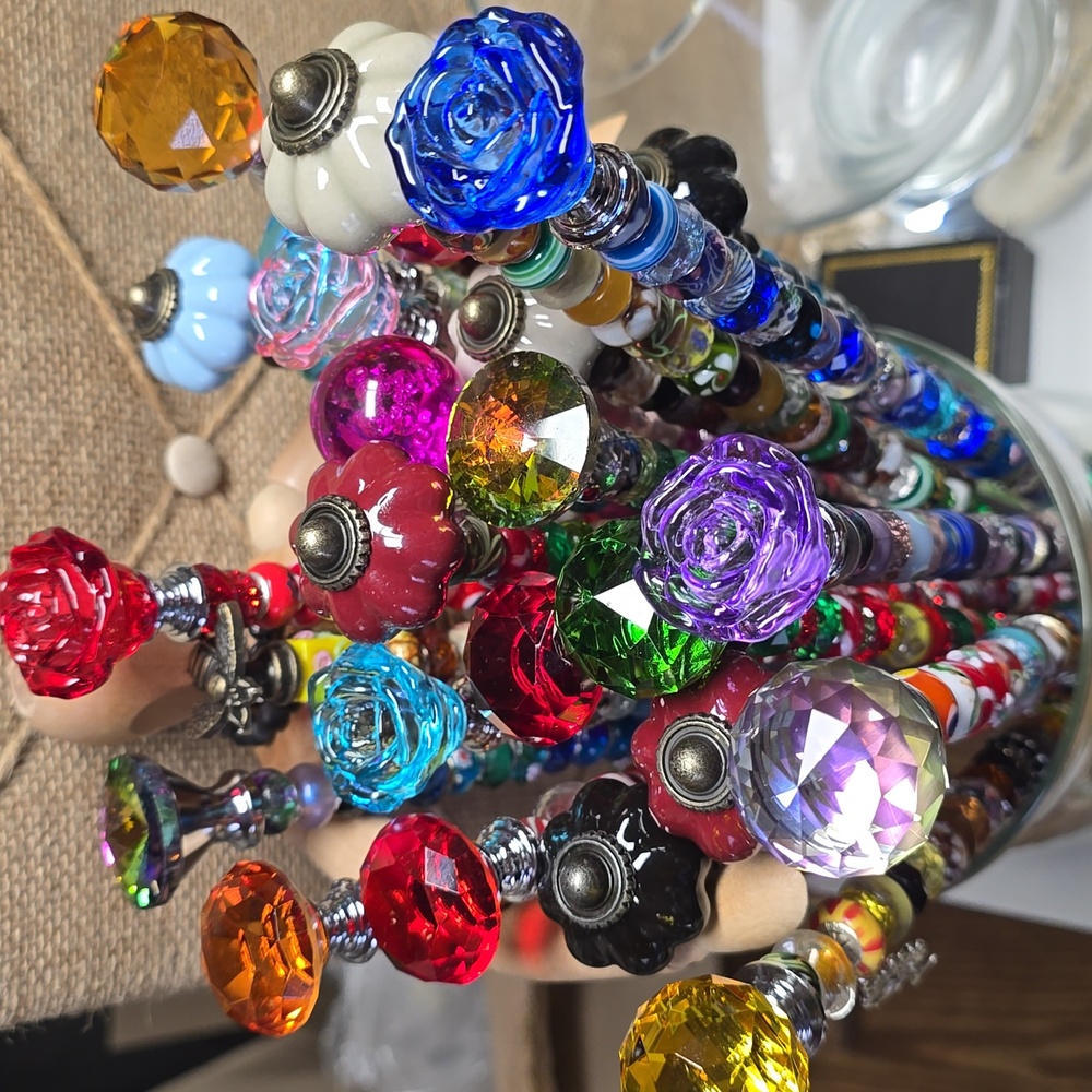 PAIR (Set of 2) Speedyweezie's Bead Stick Beaded Plant Garden Stakes